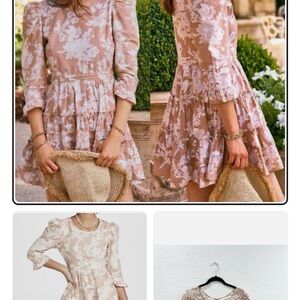 LoveShackFancy Blush and Cream Floral Dress